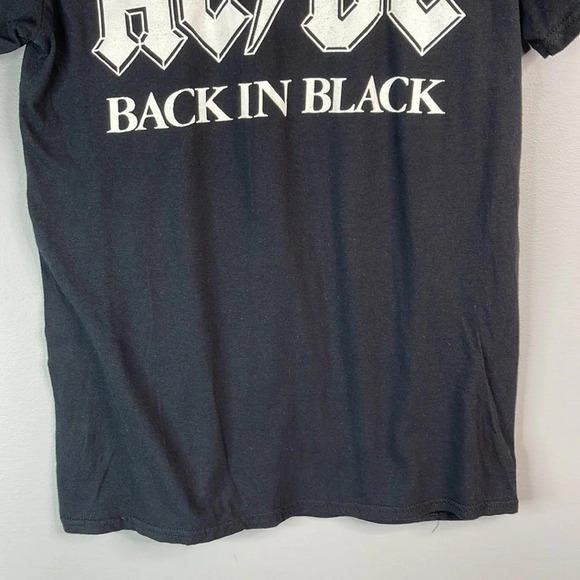 AC/DC Mens Black Back In Black Graphic Band Crewneck T-Shirt Short Sl Baddie S - Picture 5 of 10